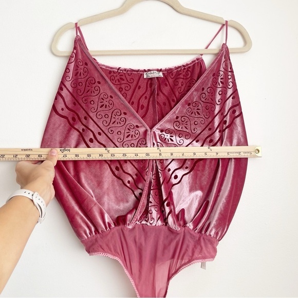 Free People Body Talk Velvet burnout Bodysuit fairy ethereal whimsigoth feminine - Picture 7 of 14